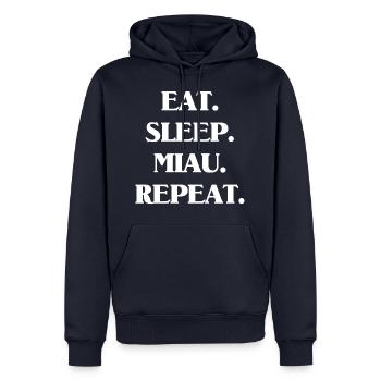 Eat. Sleep. Miau. - Männer Premium Bio Hoodie - Navy - Vorne - Nico (187cm)