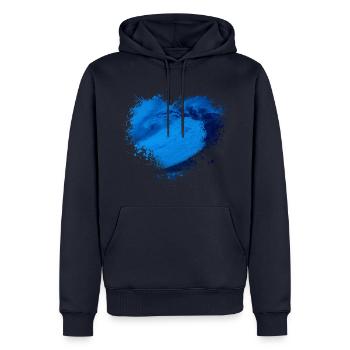 Wasser Welle Splatter Fleck Splash Spritzer Herz - Männer Premium Bio Hoodie - Navy - Vorne - Nico (187cm)