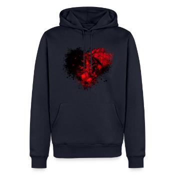 Drachen Splatter Fleck Splash Spritzer Herz Liebe - Männer Premium Bio Hoodie - Navy - Vorne - Nico (187cm)