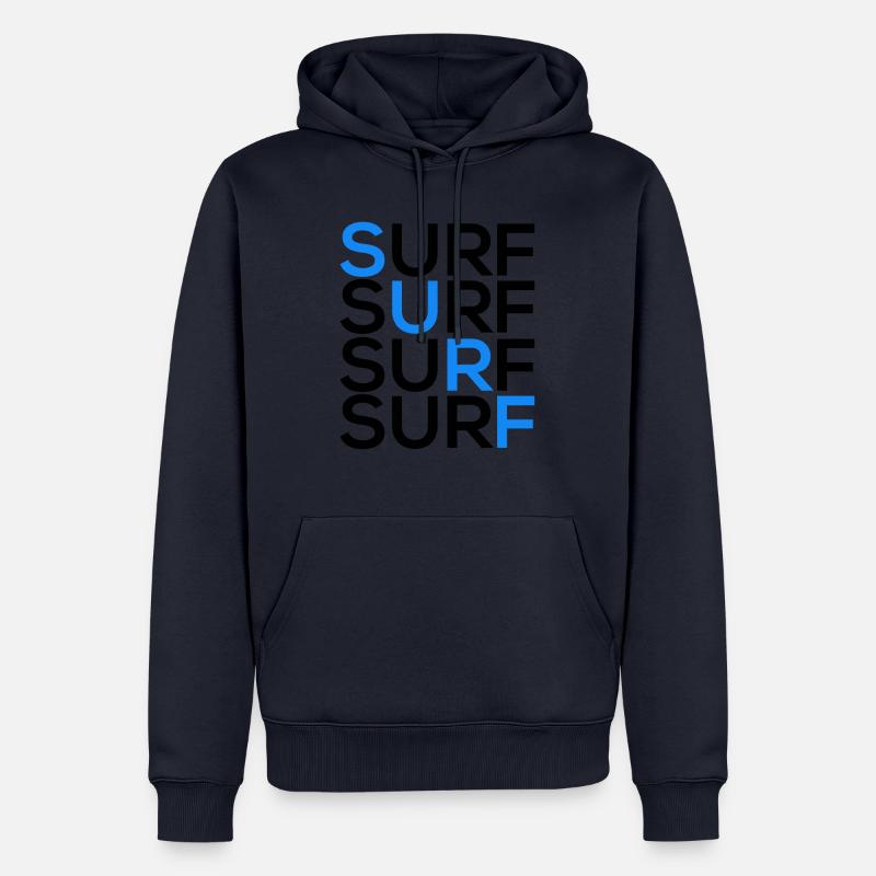 SURF SURF SURF SURF - Männer Premium Bio Hoodie - Navy