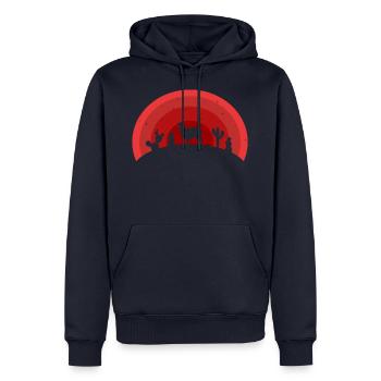 lama - Men’s Premium Organic Hoodie - navy - Front - Nico (187cm)
