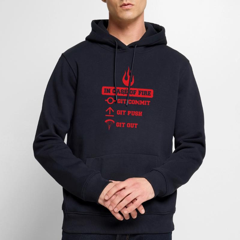 In case of fire : git commit, git push, git out Sweat à capuche Premium bio Homme