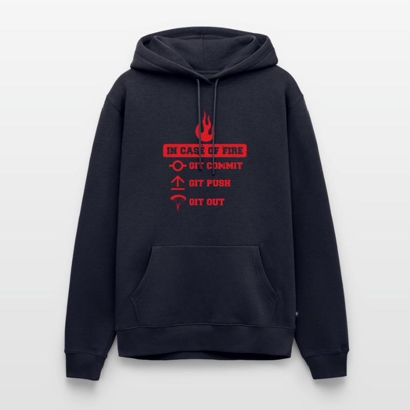 In case of fire : git commit, git push, git out Sweat à capuche Premium bio Homme