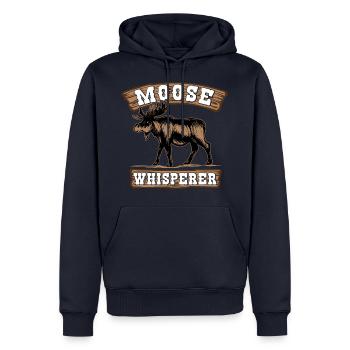 Moose Whisperer - Scandinavie Nature - Sweat à capuche Premium bio Homme - bleu marine - Devant - Nico (187cm)