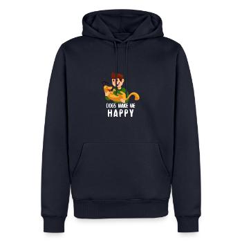 Dogs make me happy - Sweat à capuche Premium bio Homme - bleu marine - Devant - Nico (187cm)