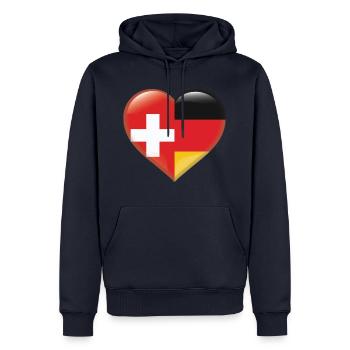 coeur drapeau Suisse Suisse Cadeau Suisse - Sweat à capuche Premium bio Homme - bleu marine - Devant - Nico (187cm)