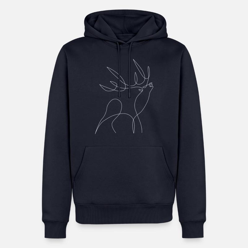 Cerf - Cerf Oneline - Sweat à capuche Premium bio Homme - bleu marine