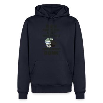 Never Underestimate a Lady - University Bonn - Men’s Premium Organic Hoodie - navy - Front - Nico (187cm)