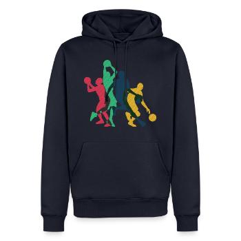 Équipe de basket-ball basketball basketball - Sweat à capuche Premium bio Homme - bleu marine - Devant - Nico (187cm)