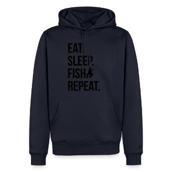 Pêche Pêche Pêche - Sweat à capuche Premium bio Homme - bleu marine - Devant - Nico (187cm)