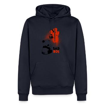 Triste Boi Panda avec des graffitis de ballons - Sweat à capuche Premium bio Homme - bleu marine - Devant - Nico (187cm)
