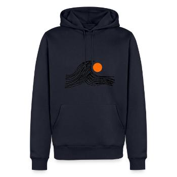 Vague avec le soleil - Sweat à capuche Premium bio Homme - bleu marine - Devant - Nico (187cm)