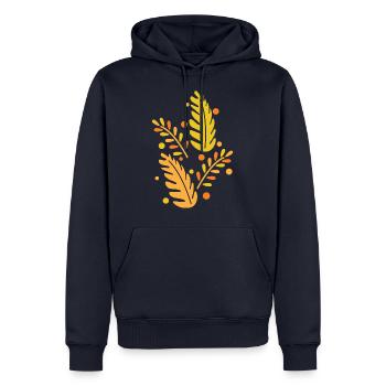 Feuilles cadeau automne feuille forêt nature plante - Sweat à capuche Premium bio Homme - bleu marine - Devant - Nico (187cm)