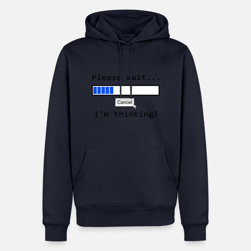 please wait - Männer Premium Bio Hoodie - Navy