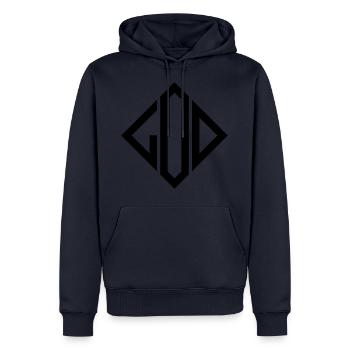 Dieu dieu losange carré - Sweat à capuche Premium bio Homme - bleu marine - Devant - Nico (187cm)