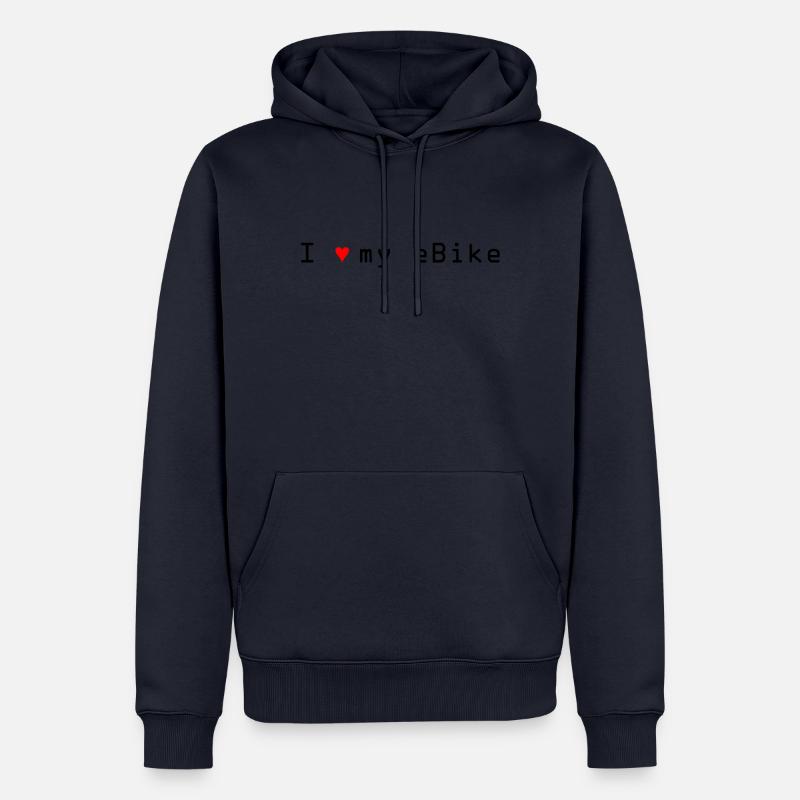 J'aime mon eBike / J'aime mon ebike - Sweat à capuche Premium bio Homme - bleu marine