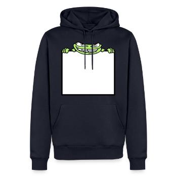 frog shield hide frame text write mau - Men’s Premium Organic Hoodie - navy - Front - Nico (187cm)