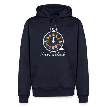 Nourriture à l'heure - Sweat à capuche Premium bio Homme - bleu marine - Devant - Nico (187cm)