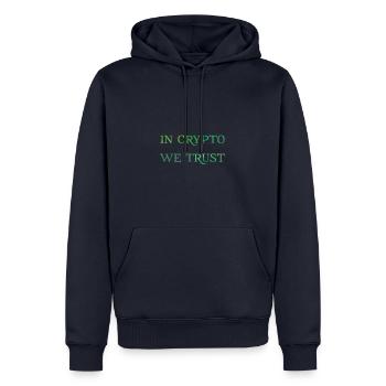 En crypto comme confiance - Sweat à capuche Premium bio Homme - bleu marine - Devant - Nico (187cm)