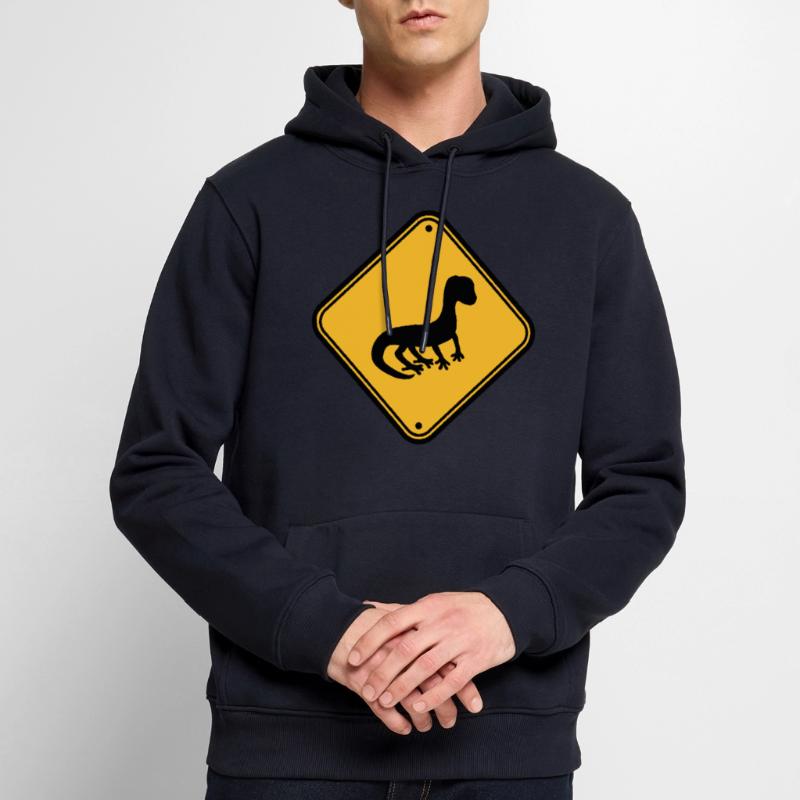 warning caution caution note shield silhouette Men’s Premium Organic Hoodie