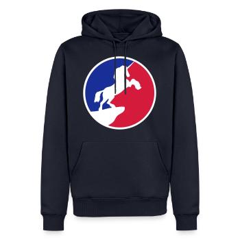 sport rot blau logo cool silhouette nacht klippe m - Männer Premium Bio Hoodie - Navy - Vorne - Nico (187cm)