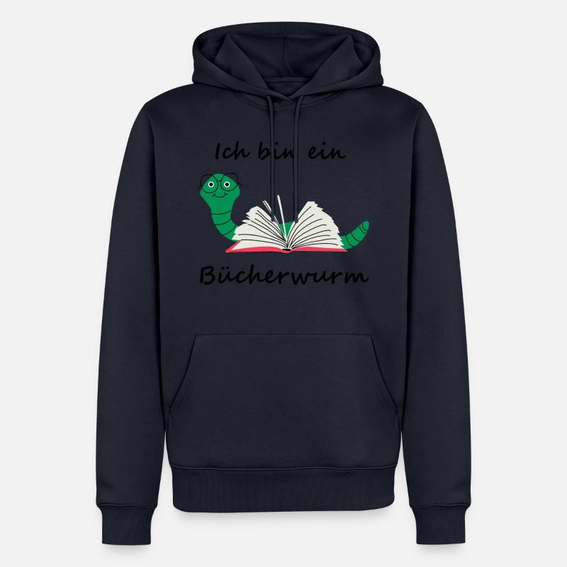 Ich bin ein Bücherwurm - Männer Premium Bio Hoodie - Navy
