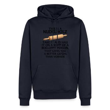 rouleau à pâtisserie - Sweat à capuche Premium bio Homme - bleu marine - Devant - Nico (187cm)