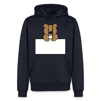 name shield frame text write teddy grizzly ba - Men’s Premium Organic Hoodie - navy - Front - Nico (187cm)