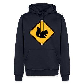 panneau d'avertissement bouclier zone de mise en garde - Sweat à capuche Premium bio Homme - bleu marine - Devant - Nico (187cm)