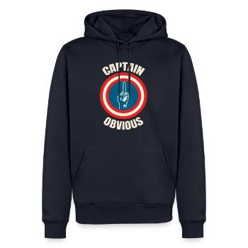 Capitaine évident - Sweat à capuche Premium bio Homme - bleu marine - Devant - Nico (187cm)