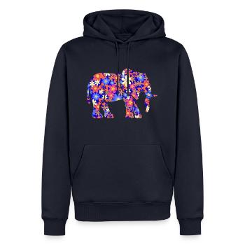 Elephant Colorful flowers - Men’s Premium Organic Hoodie - navy - Front - Nico (187cm)