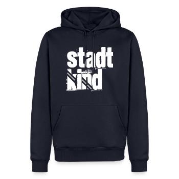 stadtkind - Sweat à capuche Premium bio Homme - bleu marine - Devant - Nico (187cm)