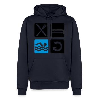 piscine boutons cool nager manger dormir w - Sweat à capuche Premium bio Homme - bleu marine - Devant - Nico (187cm)