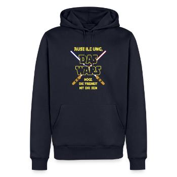 AUSBILDUNG - DAS WARS - MÖGE DIE FREIHEIT MIT... - Männer Premium Bio Hoodie - Navy - Vorne - Nico (187cm)