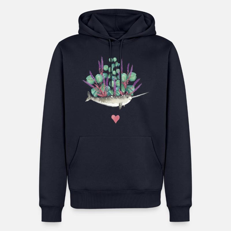 Wal + Eukalyptus - Männer Premium Bio Hoodie - Navy