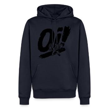 Oi! – Dancing Skinhead (black) - Männer Premium Bio Hoodie - Navy - Vorne - Nico (187cm)