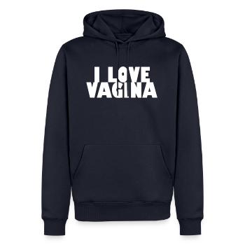 i love vagina - Männer Premium Bio Hoodie - Navy - Vorne - Nico (187cm)