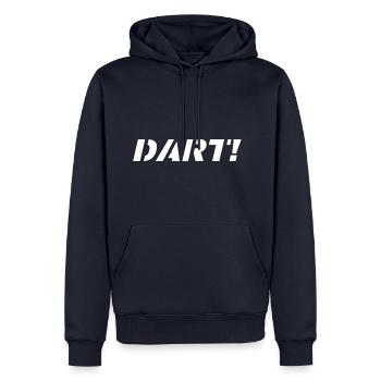DARD! DARTS ON! - Sweat à capuche Premium bio Homme - bleu marine - Devant - Nico (187cm)