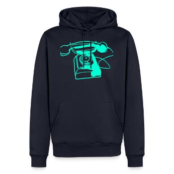 Ancien téléphone - Sweat à capuche Premium bio Homme - bleu marine - Devant - Nico (187cm)