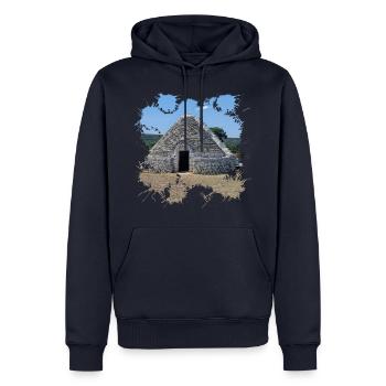 Les maisons trulli blanches d’Alberobello - Sweat à capuche Premium bio Homme - bleu marine - Devant - Nico (187cm)