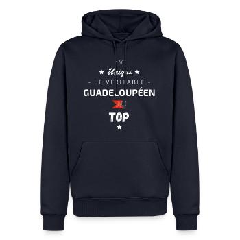 Le véritable Guadeloupéen au top - Sweat à capuche Premium bio Homme - bleu marine - Devant - Nico (187cm)