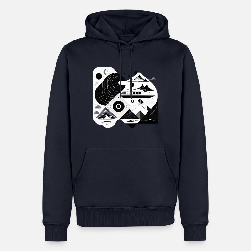 Collage Modern-Stil/ Berge, Schiff Landschaft - Männer Premium Bio Hoodie - Navy