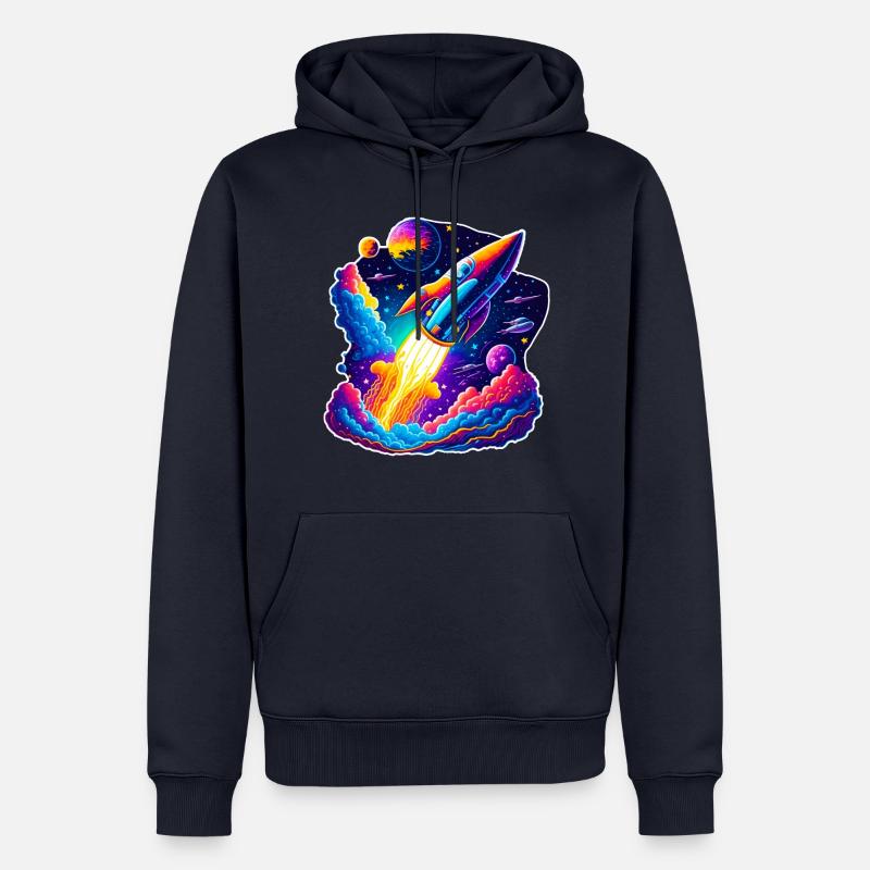 Space View / Rocket - Männer Premium Bio Hoodie - Navy
