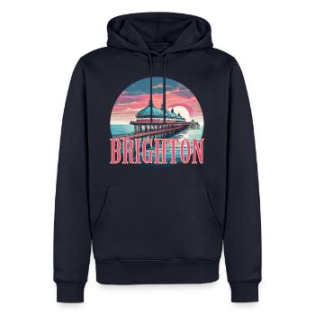 Brighton England Pier Urlaub sunset UK holiday fun - Männer Premium Bio Hoodie - Navy - Vorne - Nico (187cm)