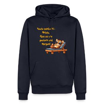 Heute mache ich nichts Tiger - Männer Premium Bio Hoodie - Navy - Vorne - Nico (187cm)
