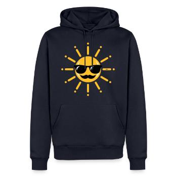 Drôle De Soleil Avec Lunettes De Soleil Et Moustache 3C - Sweat à capuche Premium bio Homme - bleu marine - Devant - Nico (187cm)