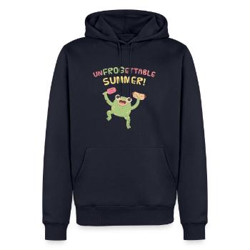 Funny Leaping Frog Unfrogettable Summer Pun - Men’s Premium Organic Hoodie - navy - Front - Nico (187cm)