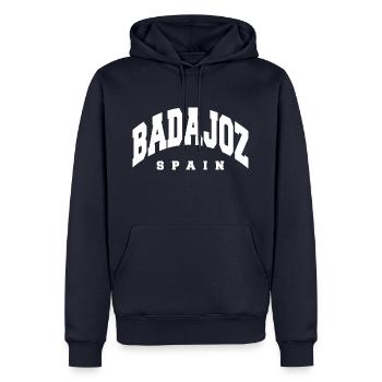 Badajoz - Sweat à capuche Premium bio Homme - bleu marine - Devant - Nico (187cm)