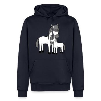 baby kind mama papa familie junges fohlen suess ni - Männer Premium Bio Hoodie - Navy - Vorne - Nico (187cm)