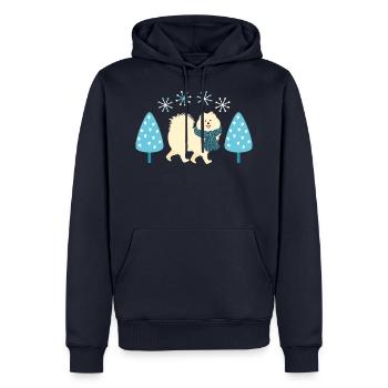 Mignon chien samoyed en hiver - Sweat à capuche Premium bio Homme - bleu marine - Devant - Nico (187cm)